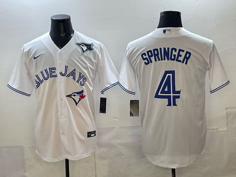 Men 2025 Toronto Blue Jays #4 Springer White Game Nike MLB Jersey style 03